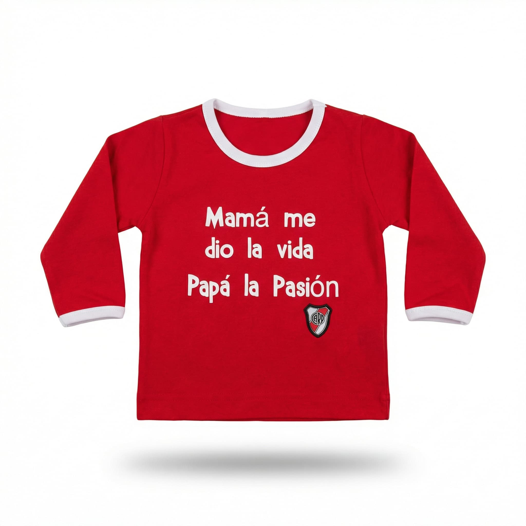 Camiseta Infantil River Plate Mamá Vida Papá Pasión - Manga Larga - imagen 1